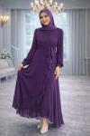 Beliz Tesettür Abiye Mor