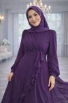 Beliz Tesettür Abiye Mor
