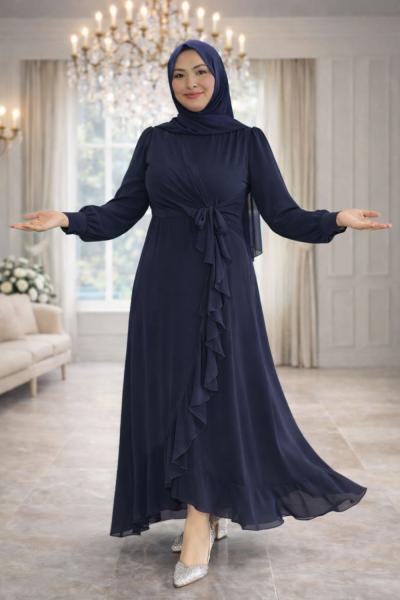 Beliz Tesettür Abiye Lacivert