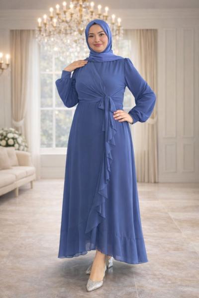 Beliz Tesettür Abiye Mavi