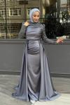 Meliha tesetür abiye Gri