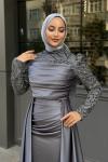 Meliha tesetür abiye Gri