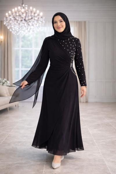 Sonay Tesettür Abiye Siyah