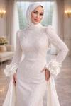 Nesibe Tesettür Abiye Beyaz