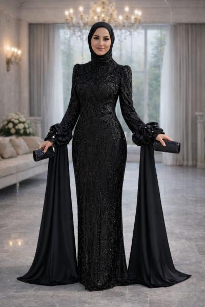 Nesibe Tesettür Abiye Siyah