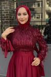 Dicle Tesettür Abiye Bordo