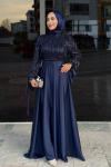 Dicle Tesettür Abiye Lacivert