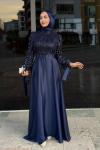 Dicle Tesettür Abiye Lacivert
