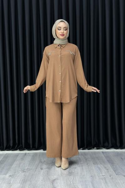 FEYZA PANTOLONLU TAKIM Kahverengi