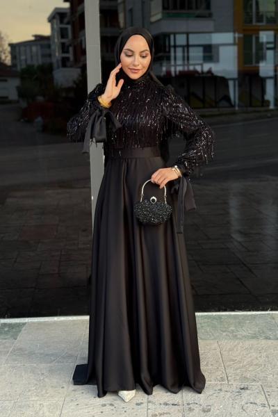 Dicle Tesettür Abiye Siyah