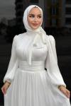 Hale Tesettür Abiye Beyaz