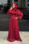 Hale Tesettür Abiye Bordo