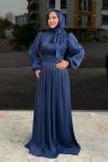 Hale Tesettür Abiye Lacivert