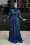 Hale Tesettür Abiye Lacivert