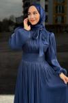 Hale Tesettür Abiye Lacivert