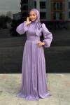 Hale Tesettür Abiye Lila