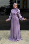 Hale Tesettür Abiye Lila