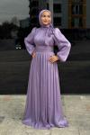 Hale Tesettür Abiye Lila