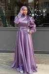 Emel Tesettür Abiye Lila