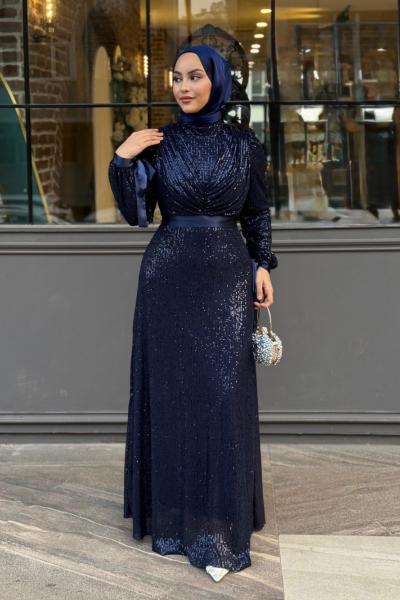 Başak Tesettür Abiye Lacivert