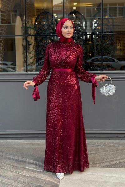 Başak Tesettür Abiye Bordo