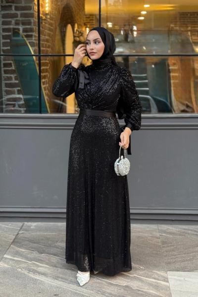 Başak Tesettür Abiye Siyah