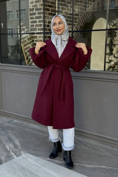 Yeliz Kaşe Kaban Bordo