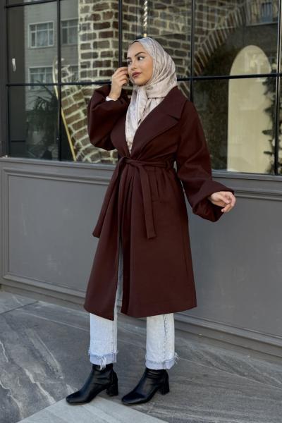 Yeliz Kaşe Kaban Kahverengi