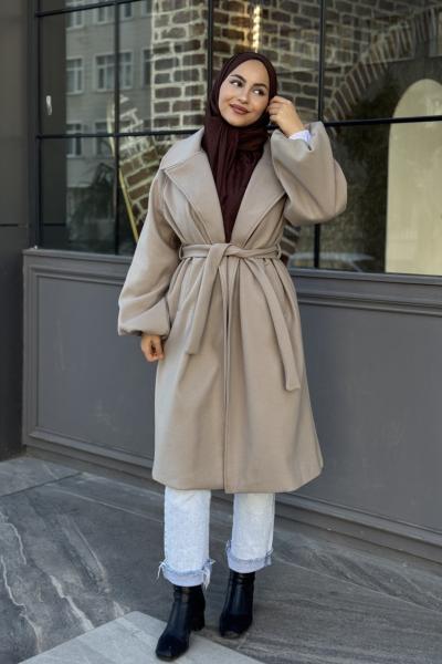 Yeliz Kaşe Kaban Açık vizon