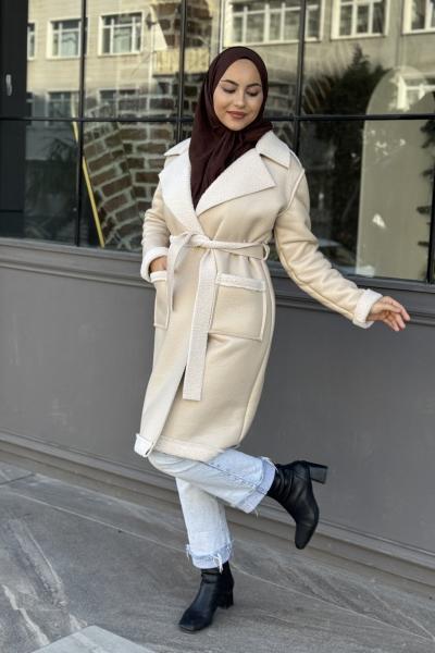 Ferah Kürklü Mont Krem