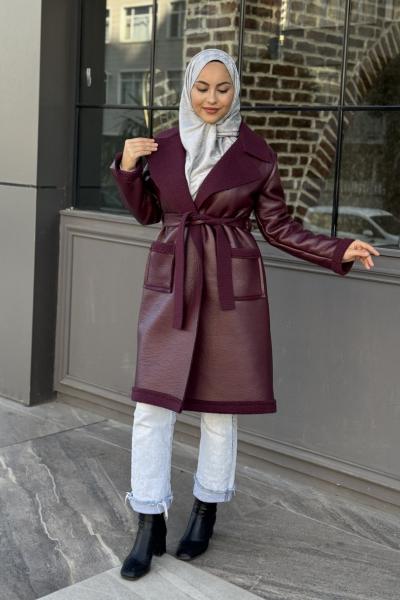 Ferah Kürklü Mont Bordo