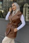 Tilbe Kürklü Yelek Taba