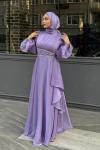 Eda Tesettür Abiye Lila