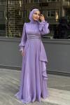 Eda Tesettür Abiye Lila