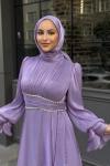 Eda Tesettür Abiye Lila