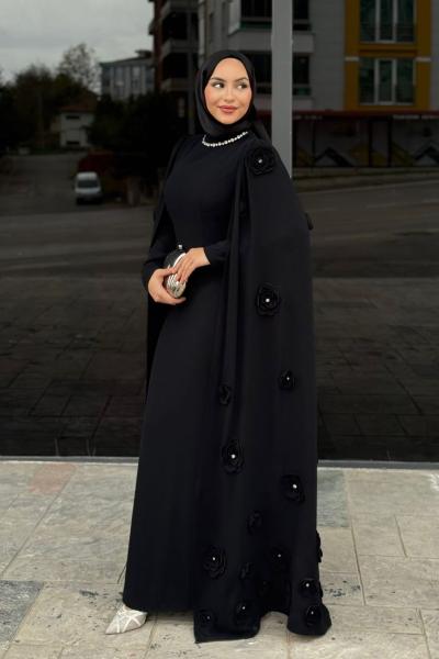 Burcu Tesettür Abiye Siyah
