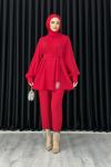 Işıl Pantolonlu Takım Kırmızı