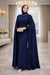 Burcu Tesettür Abiye Lacivert