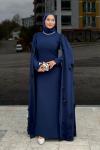 Burcu Tesettür Abiye Lacivert