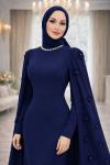 Burcu Tesettür Abiye Lacivert