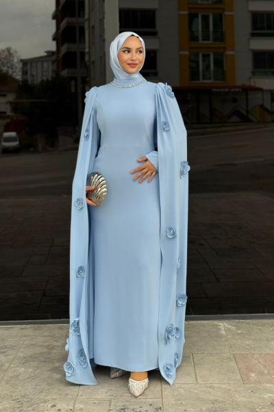 Burcu Tesettür Abiye Bebe Mavisi