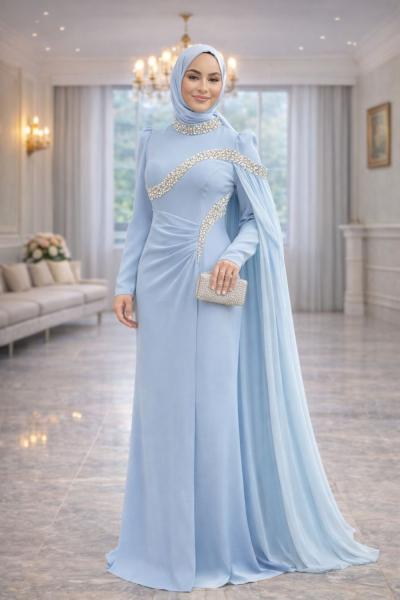 Gönül Tesettür Abiye Bebe Mavisi