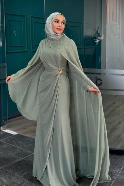 Bilge Tesettür Abiye Mint Yeşili
