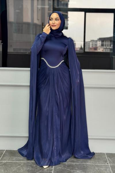 Mehlika Tesettür Abiye Lacivert