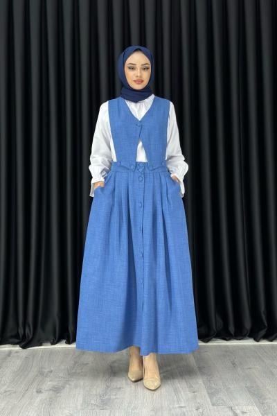 BERİL YELEKLİ ETEKLİ TAKIM Mavi