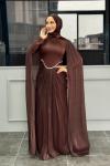 Mehlika Tesettür Abiye Kahverengi