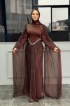 Mehlika Tesettür Abiye Kahverengi