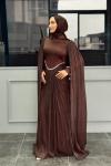 Mehlika Tesettür Abiye Kahverengi