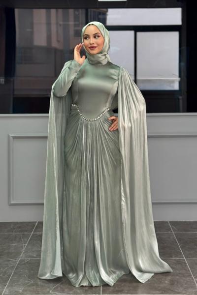 Mehlika Tesettür Abiye Mint Yeşili