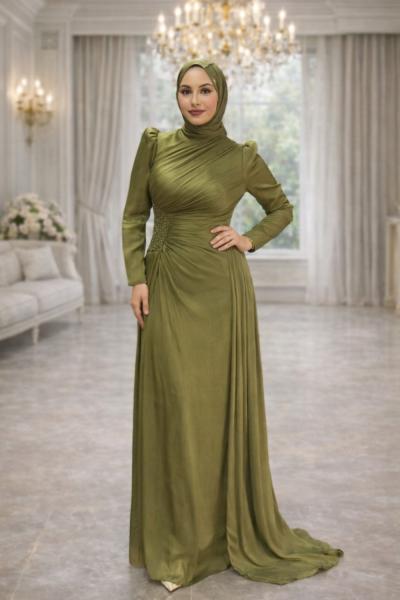 Beste Tesettür Abiye Haki